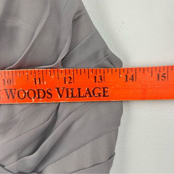 David’s Bridal Short Mesh Bridesmaid Dress with Cowl Back F16007 Mercury Gray 0 - Picture 11 of 16